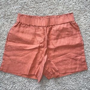 Lou & Grey 100% Linen High Waisted Pull On Shorts Faded Rust Size Medium